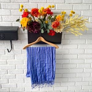 Blue & Silver Sparkling Lightweight Striped Fringe Scarf